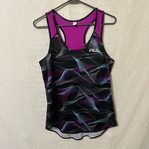 FILA Women's Black and Purple Athletic Tank Top